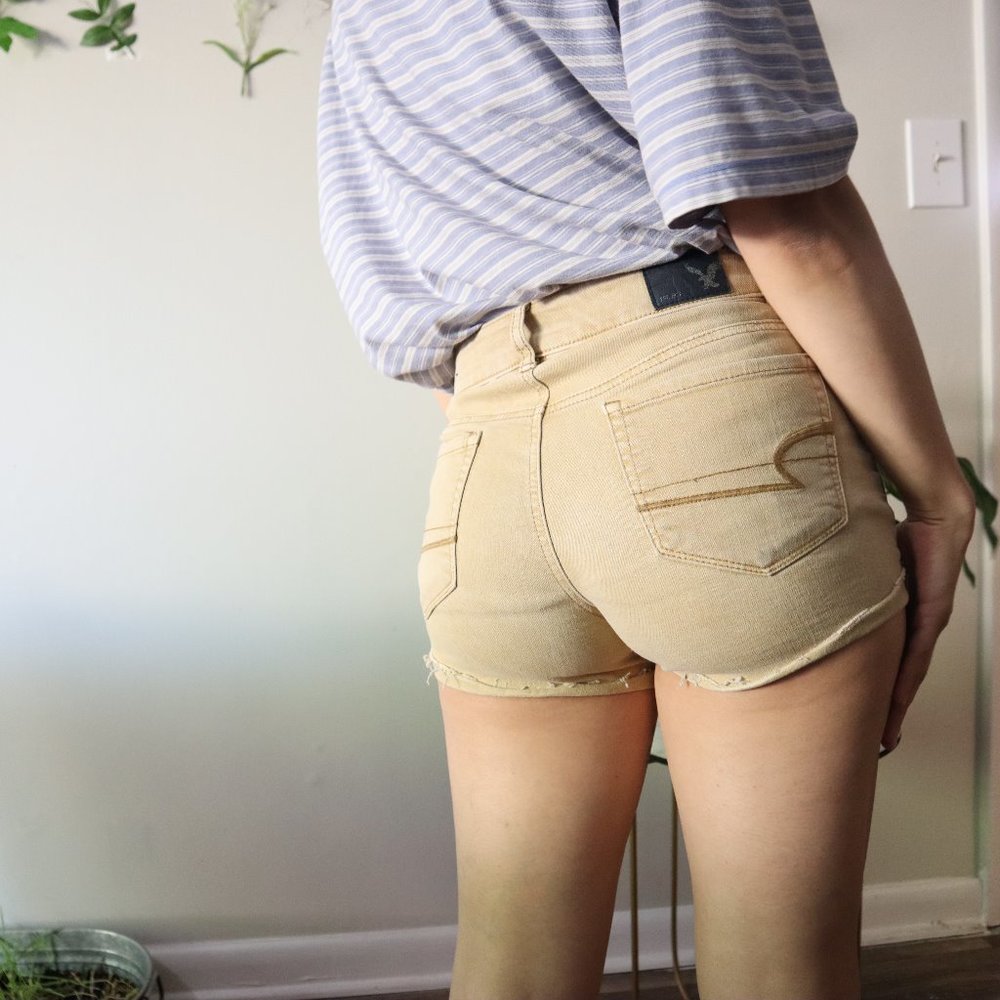 yellow jean shorts
